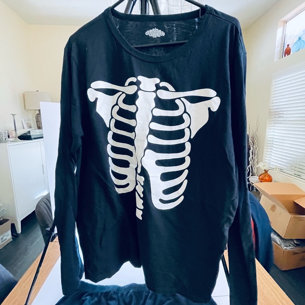 Black Skeleton Long Sleeve Shirt and Pants set
